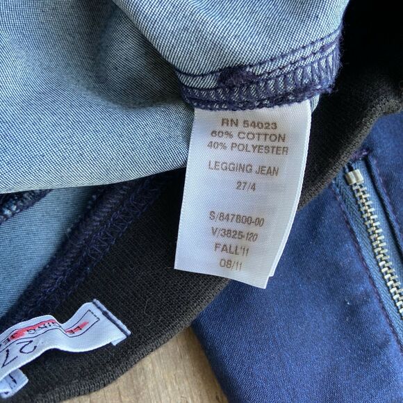 Gap Womens Jeans Size 27 4 Legging Ankle Zippers Dark Blue Skinny Pull‎ On NEW - Picture 6 of 8